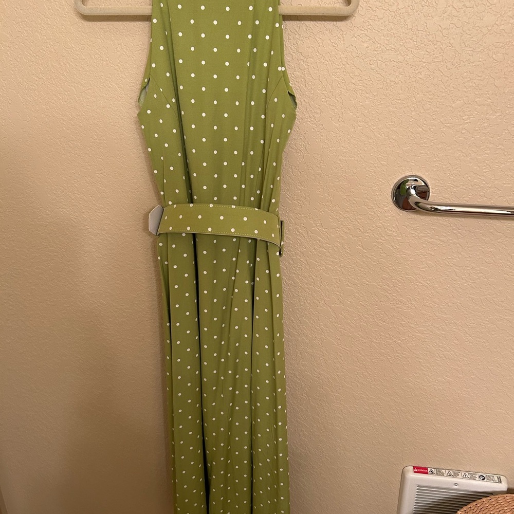 Coldwater Creek Lime Green Polka Dot Dress - Picture 5 of 10